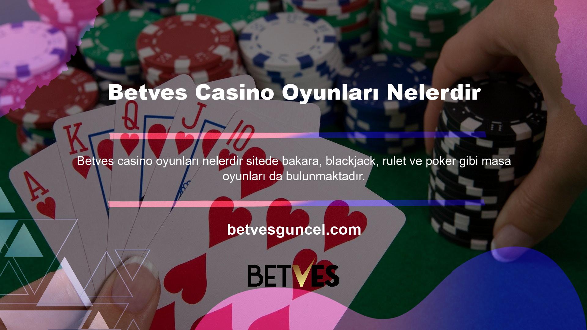 Canlı bir krupiye ile oynamayı tercih ederseniz, rulet, bakara ve blackjack gibi oyunlar oynamak için oyun portalımızın Canlı Casino bölümünü ziyaret edin